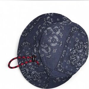 Bandana Print Bucket Hat Adjustable Drawstring Blue Casual Outdoor